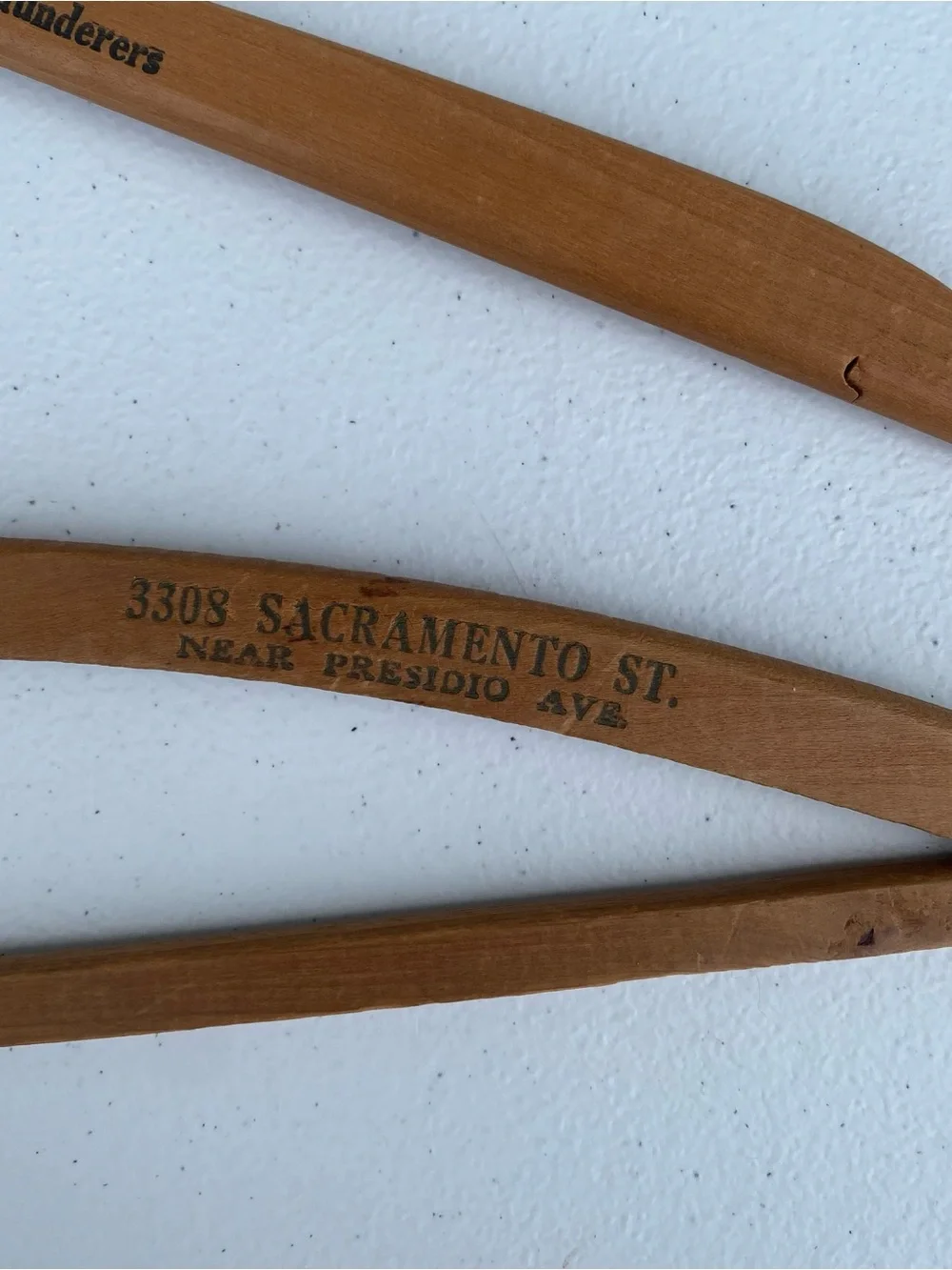 Lot of 2 : Vintage Wooden Advertising Clothes Hangers Marshall Steel Live Wire